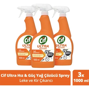 Ultra Hız & Güç Yağ Çözücü Sprey Leke ve Kir Çıkarıcı 1000 ml X3