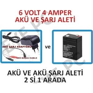 6 Volt 4 Amper Çocuk Oyuncak Için Akü ve Şarj Adaptörü Birlikte