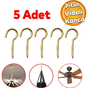 Metal Piton Vidalı Gerdirme Sabitleme Çekme Kaldırma Tavan Açık Ağız Kancalı Avize Asma Kiti 5 Adet