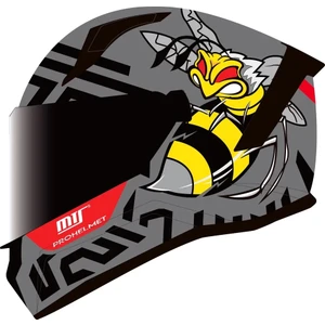 M-910 Bee Full Face Kask Siyah Gri Sarı Renkli Güneş Vizörlü Fiber Malzeme