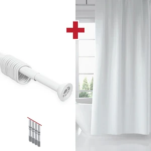 Tropik Home Beyaz Banyo Perdesi Askı Hediyeli 180X200CM Tek Kanat Duş Perdesi, Renkli Banyo Duş Perdesi