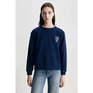 Alıce Lacivert Bisiklet Yaka Baskılı Loose Fit Kadın Sweatshirt