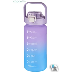 1500ML -Yenilenen Renkler- Pipetli/pipetsiz Kullanım Çift Renk Softtouch Motivasyon Matarası Çıkartma Hediyeli