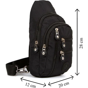 Unisex Siyah Su Geçirmez Krinkıl Çapraz Askılı Bel Omuz Çanta Göğüs Seyahet Günlük Bodybag
