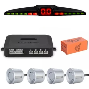 Renkli Dijital Ekranlı Araç Park Sensörü Sesli 22MM Gümüş PS03