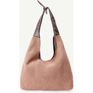 Deri Garnili Bağlamalı Kumaş Çanta