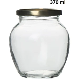 370 ml Şeffaf Cam Yumurta Model Konserve Kavanozu Gold Metal Kapaklı MA2159