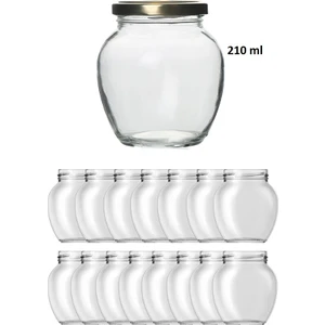 14 Adet 210 ml Şeffaf Cam Yumurta Model Konserve Kavanozu Gold Metal Kapaklı MA2154