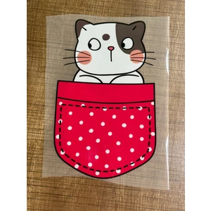 Gönülden Tasarım 17X13 cm Ütü Ile Yapışan Kedi Transfer Baskı Kedi Tişört Baskı Arma