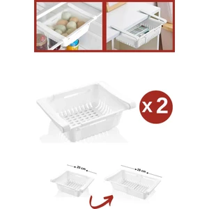 Dolap İçi Ayarlanabilir Askılı Raf Buzdolabı Akordiyon Süzgeçli Saklama Organizer 2 Adet
