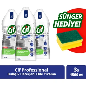 Profesyonel Bulaşık Deterjanı Elde Yıkama Yağ Leke Çıkarıcı 1500ML X3 + Bulaşık Süngeri Hediyex2