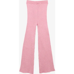Pembe Kız Çocuk Ispanyol Paça Lastikli Regular Fit Simli Pantolon BRB3WG-PNT2