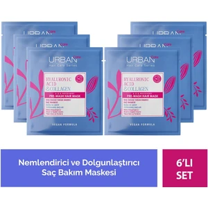 Urban Care Hyaluronik Asit & Kolajen Kuru ve Cansız Saçlara Özel Duş Öncesi Saç Bakım Maskesi 6 x 50 ml - Vegan