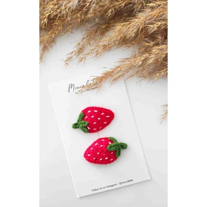 Çilek El Örgüsü Örgüsü Çıtçıtlı Toka 2li