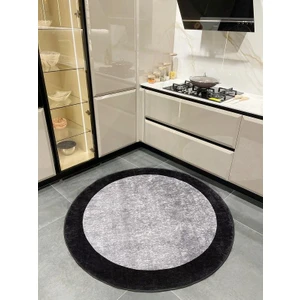 Geometrik Çizgili Lateks Deri Taban Saçaksız Mutfak Halısı