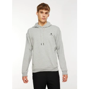 Gri Melanj Erkek Kapüşonlu Sweatshirt A10139842208010_3W M-SN73 Basıc Hoo