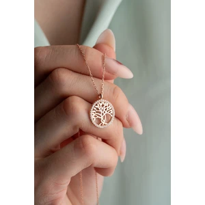 925 Ayar Gümüş Rose Kaplama Hayat Ağacı Kolye