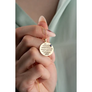 925 Ayar Gümüş Gold Kaplama Plaka Ayetel Kürsi Kolye