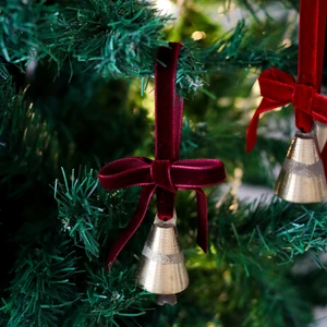 Beige & Stone Yılbaşı Ağacı Süsü Kurdeleli Küçük Çan