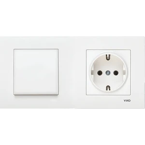 Uzm Light Viko Karre Beyaz İkili Set Topraklı Priz ve Anahtar