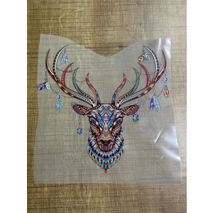 Gönülden Tasarım 15X20 cm Ütü Ile Yapışan Otantik Desenli Geyik Transfer Kot Tişört Baskı