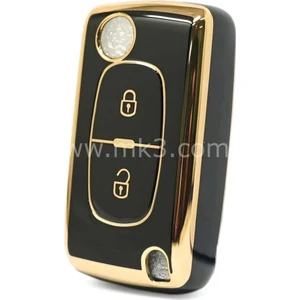 Barkas Elektronik Peugeot 207 308 406 407 3008 5008 607 Partner Sustalı Nano Anahtar Kılıfı 2 Buton Siyah