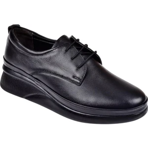 Hakiki Deri Dolgu Taban Kadın Ayakkabı BEE-918   Siyah