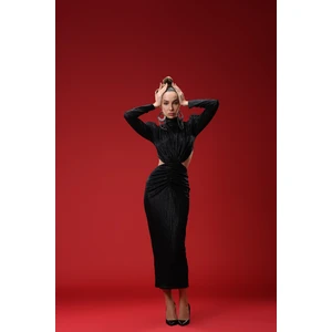 Triko Cut Out Detaylı Midi Elbise