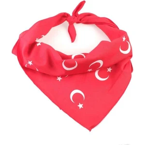 Herşey Nota Kırmızı Ay Yıldız Türk Bayrağı Temalı Pamuk Kumaş Fular - Bandana - 23 Nisan, 29 Ekim, 19 Mayıs 12 Adet