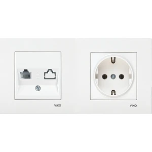 Uzm Light Viko Karre Beyaz İkili Set Nümeris RJ11 ve Topraklı Priz