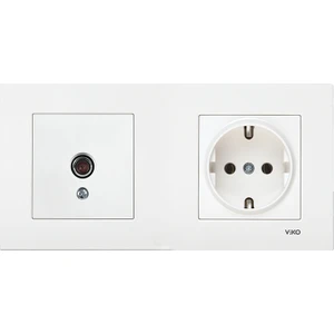 Uzm Light Karre Beyaz Ikili Set Uydu Tv Priz ve Topraklı Priz