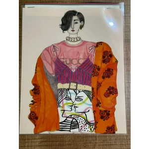 Gönülden Tasarım 22X19 Ccm Ütü Ile Yapışan Gucci Kadını Transfer Baskı Tişört Baskı Arma