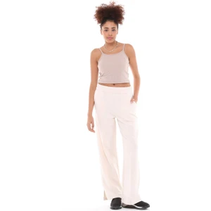 Fancy Kadın Yırtmaç Detaylı Bol Paça Basic Oversize Pantolon