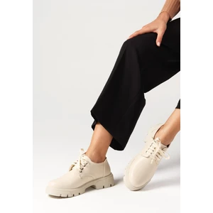 Mio Gusto Olivia Bej Renk Kalın Tabanlı Kadın Loafer Ayakkabı