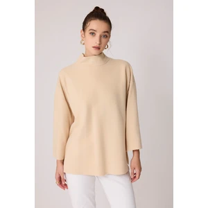 Düşük Kol Yakalı Yanlar Yırtmaçlı Örme Oversize Bluz