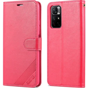 4U Sky Xiaomi Redmi Için Not 11 5g (Çin) (Mediatek)/not 11T 5g/not 11S 5g Pu Deri Anti-Drop Çift Taraflı Manyetik Toka Cüzdan Tasarımı Telefon Kasa-Kırmızı (Yurt Dışından)
