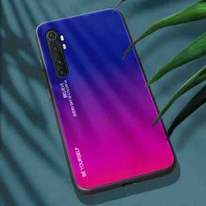 4U Sky Gradyan Renk Koruması Temperli Cam+Pc+Tpu Hibrit Kılıf Xiaomi Mi Note 10 Lite-Mavi/gül (Yurt Dışından)