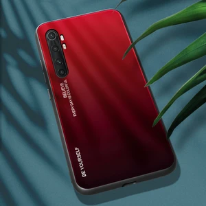 4U Sky Gradyan Renk Koruması Temperli Cam+Pc+Tpu Hibrit Kılıf Xiaomi Mi Note 10 Lite-Red/siyah (Yurt Dışından)