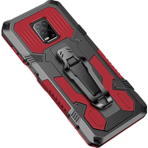 4U Sky Plastik+Tpu Hibrid Kickstand Kapak Kılıfı Xiaomi Redmi Note 9s/redmi Note 9 Pro/redmi Note 9 Pro Max-Red (Yurt Dışından)