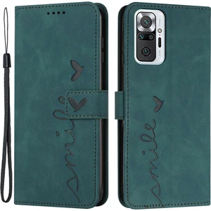 4U Sky Xiaomi Redmi Için Note 10 Pro 4g (Global)/note 10 Pro Max Scratch-Proof Kalp Şekli Baskılı Telefon Kılıfı Pu Deri Deri Dokun (Yurt Dışından)