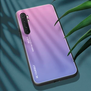 4U Sky Gradyan Renk Koruması Temperli Cam+Pc+Tpu Hibrit Kılıf Xiaomi Mi Note 10 Lite-Pink/mavi (Yurt Dışından)