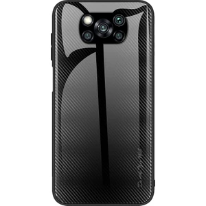 4U Sky Karbon Fiber Doku Cam Geri+Xiaomi Poco X3/poco X3 Nfc-Black Için Tpu Combo Kılıf (Yurt Dışından)