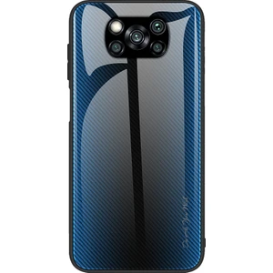 4U Sky Karbon Fiber Doku Cam Geri+Xiaomi Poco X3/poco X3 Nfc-Baby Mavisi Için Tpu Combo Kılıf (Yurt Dışından)