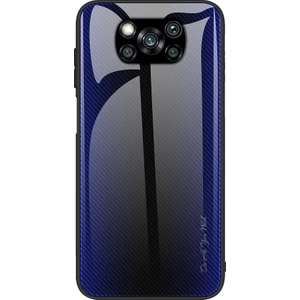 4U Sky Karbon Fiber Doku Cam Geri+Xiaomi Poco X3/poco X3 Nfc-Dark Mavi Için Tpu Combo Kılıf (Yurt Dışından)
