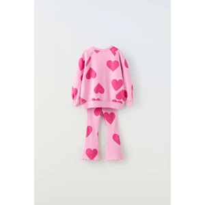 Yiğit Butik  Yigit Butik Kalp Baskılı Kız Çocuk Takım