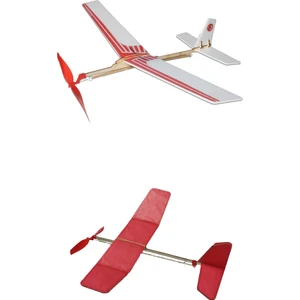 Hobi Modelci Lastik Motorlu Model Uçak - Maket Uçak - 3D Puzzle - Pervaneli Ikili