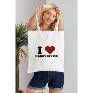 Elimin Ucunda I Love Harry Styles Model Baskılı Günlük Kullanım Özel Baskı Bez Omuz Çantası Hediyelik Tote Bag