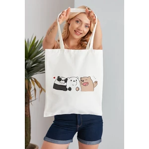Elimin Ucunda We Bare Bears Model Baskılı Günlük Kullanım Özel Baskı Bez Omuz Çantası Hediyelik Tote Bag