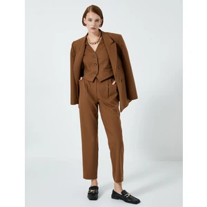 Kumaş Pantolon Yüksek Bel Cep Detaylı Pileli