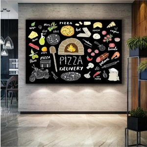 Pizza Menü Peynir Domates Parmesan Mutfak Restoran Cafe Lokanta Kanvas Tablo AR030163